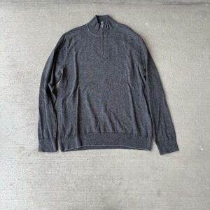 Bonobos Sweater Mens XL Gray Blue Striped Slim Fit Quarter Zip Sweatshirt